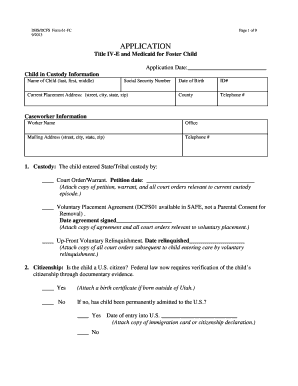 DHS/DCFS Form 61-FC Application