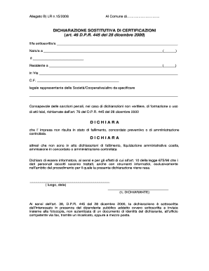 Dichiarazione Sostitutiva di Certificazioni