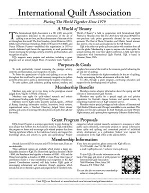 International Quilt Association Membership Application