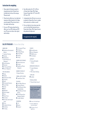 Potomac State College Application Form
