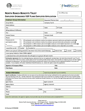 VSP Employer-Sponsored Vision Plan Application