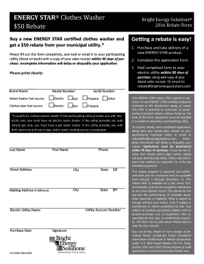 ENERGY STAR Clothes Washer Rebate Form