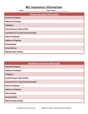 Insurance Information Form
