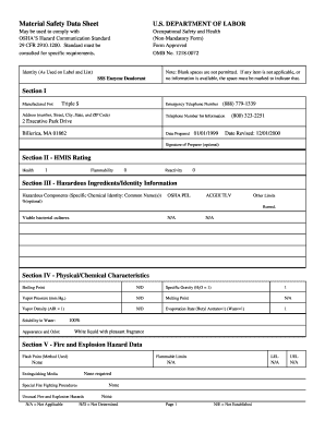 Material Safety Data Sheet