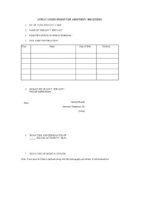 CGHS Identity Card Application Form