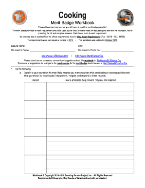 Cooking Merit Badge Workbook