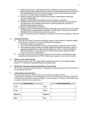 Rotary Club Memorandum of Understanding