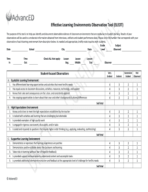 Effective Learning Environments Observation Tool