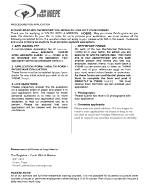 Youth With A Mission Application Form