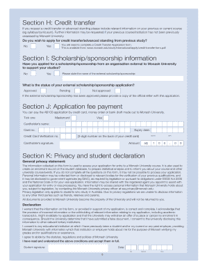 Monash University International Undergraduate Application Form