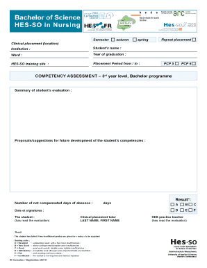 Formulaire d'évaluation des compétences infirmières