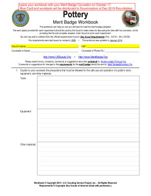 Pottery Merit Badge Workbook