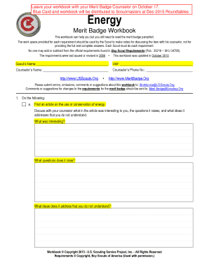 Energy Merit Badge Workbook