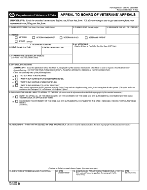 Appeal to Board of Veterans' Appeals Form