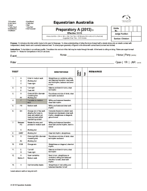 Equestrian Australia Dressage Test Preparatory A