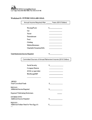 Retirement Planning Worksheet