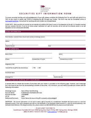 Securities Gift Information Form