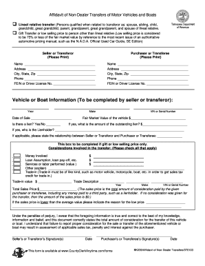 Tennessee Affidavit of Non-Dealer Transfers