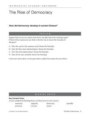 Interactive Student Notebook - The Rise of Democracy