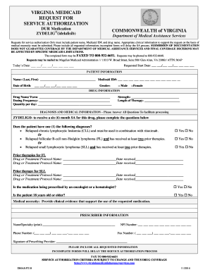 Virginia Medicaid Service Authorization for ZYDELIG
