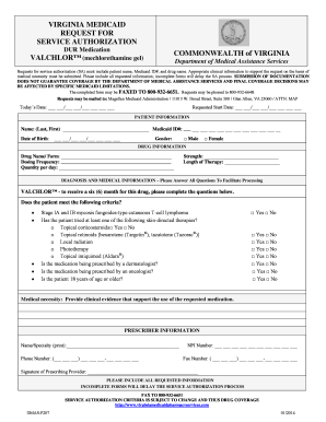 Virginia Medicaid Service Authorization Request