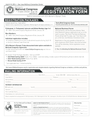 USA Gymnastics National Congress Registration Form