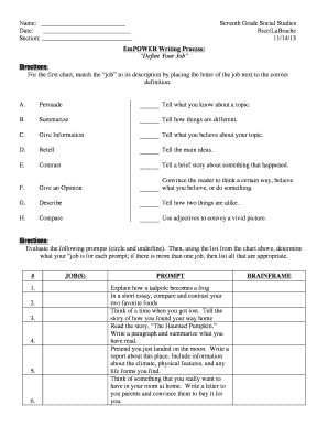 Seventh Grade Social Studies Writing Process