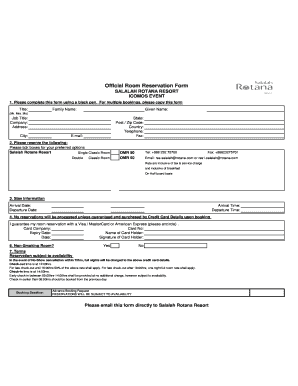 Official Room Reservation Form