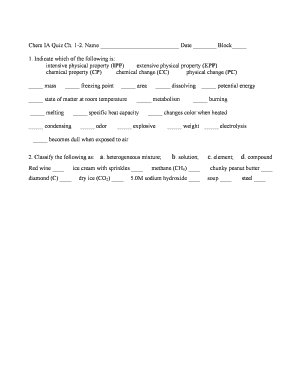 Chemistry Quiz Chapter 1-2