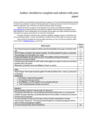 Author checklist to complete and submit with your paper