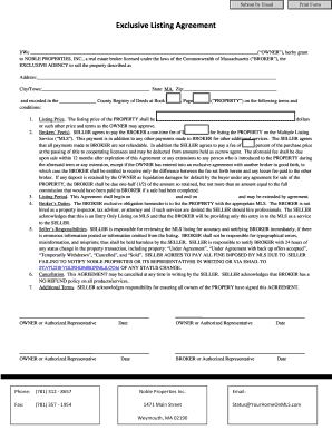 Exclusive Listing Agreement