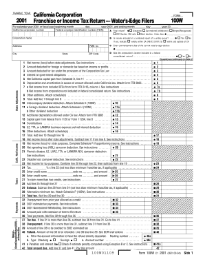 California Corporation Franchise or Income Tax Return