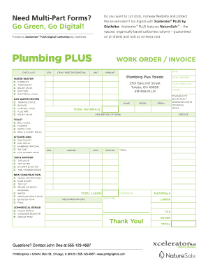 Plumbing Work Order Invoice