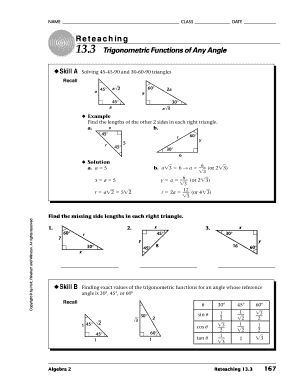 Trigonometry Worksheet