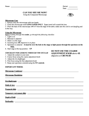 Microscope Lab Worksheet