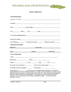 Rental Application Form
