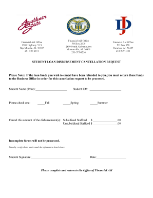 Student Loan Disbursement Cancellation Request