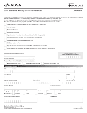 Absa Retirement Annuity and Preservation Fund Application