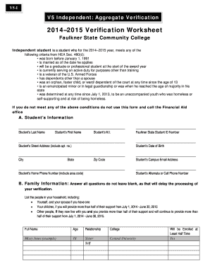 V5 Independent Verification Worksheet