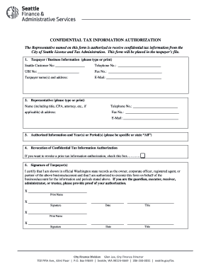 Seattle Tax Information Authorization Form