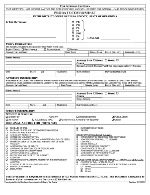 Oklahoma Probate Cover Sheet