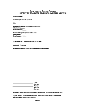 Graduate Student Committee Meeting Report