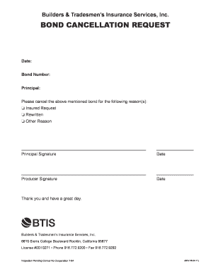 Bond Cancellation Request Form