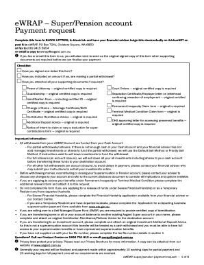 eWRAP Super/Pension Payment Request