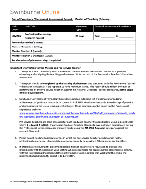 End of Placement Assessment Report