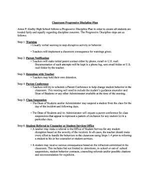 Classroom Progressive Discipline Plan