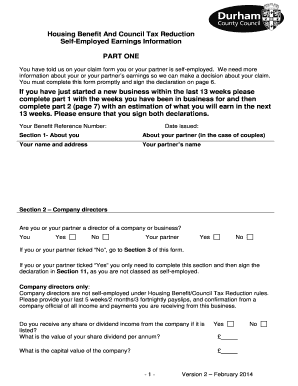 Housing Benefit And Council Tax Reduction Self-Employed Earnings Information