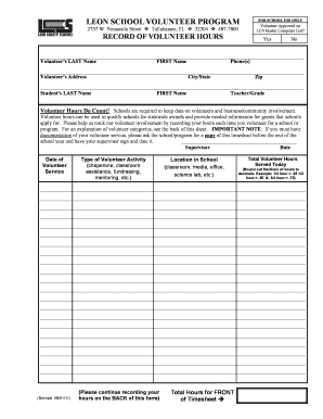 Volunteer Hours Tracking Form