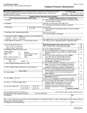 ATF Form 5400.28 Employee Possessor Questionnaire