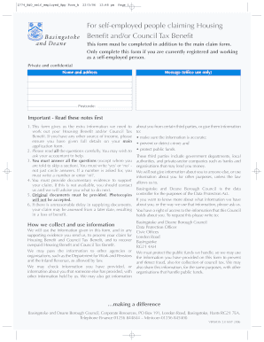 Self-Employed Housing Benefit Claim Form